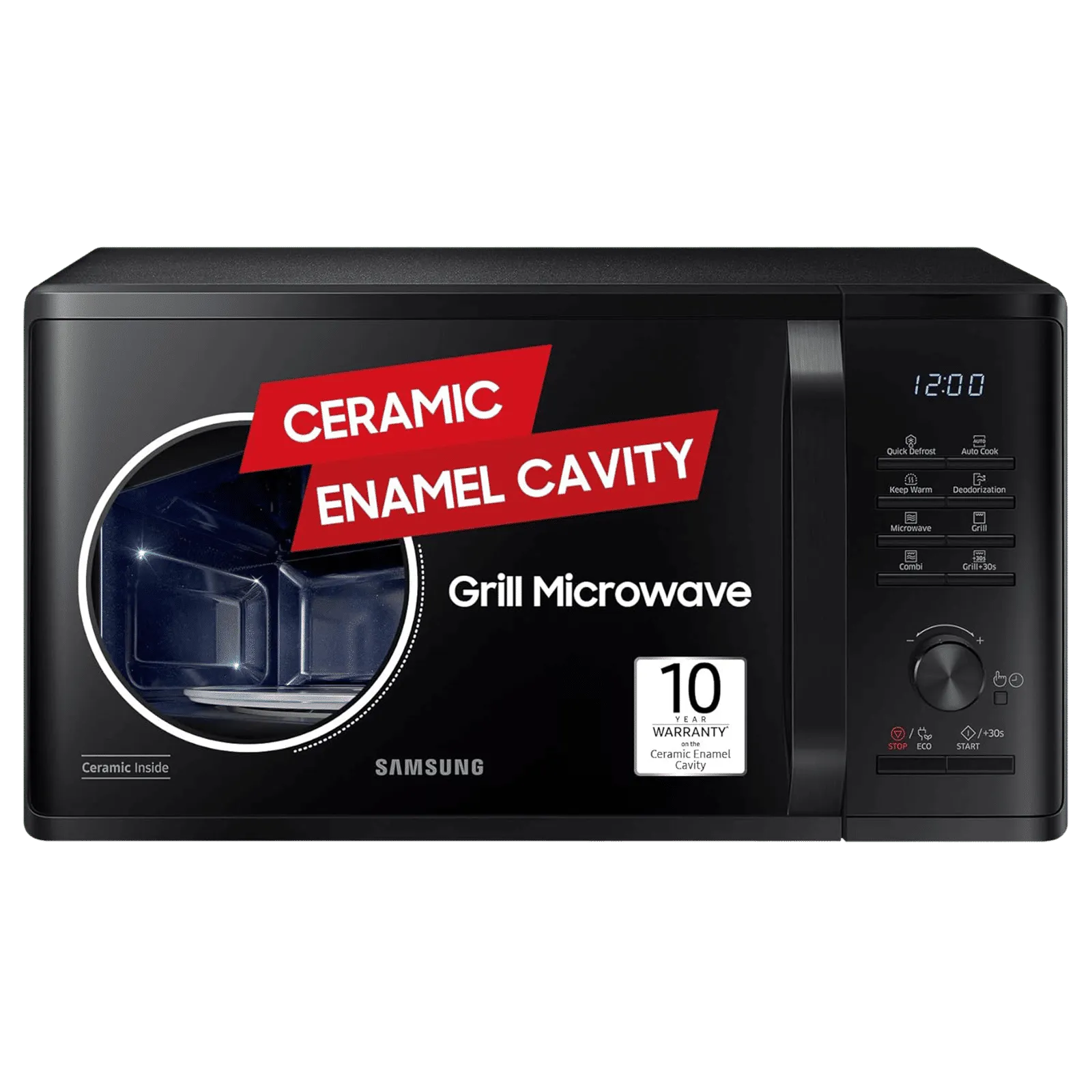 SAMSUNG 23L Grill Microwave Oven with Browning Plus Function (MG23A3515AK, Black)