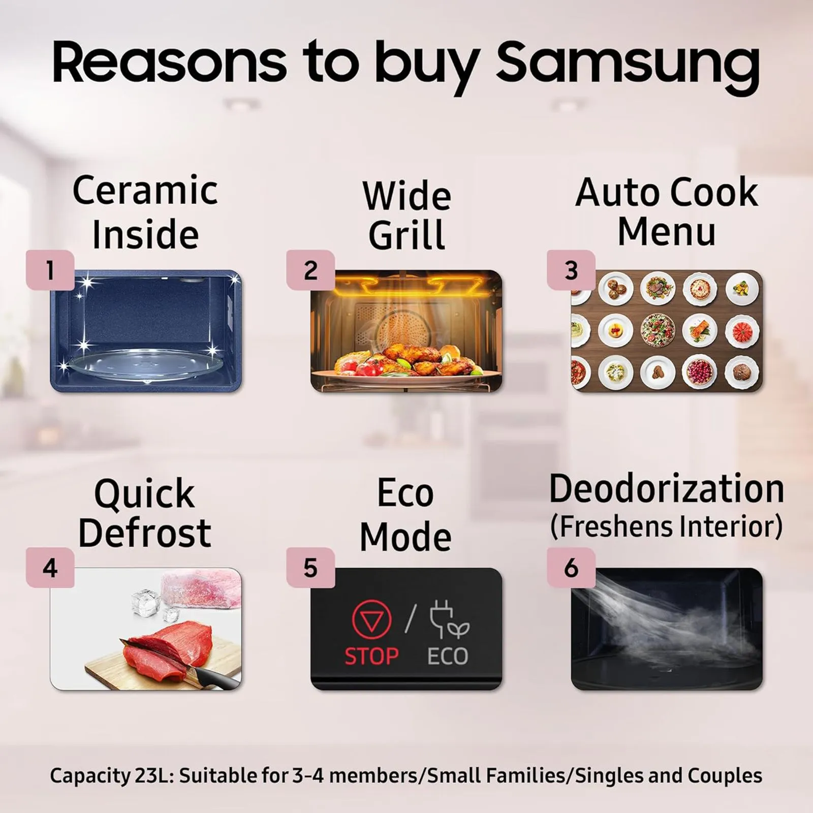 SAMSUNG 23L Grill Microwave Oven with Browning Plus Function (MG23A3515AK, Black) - Image 3